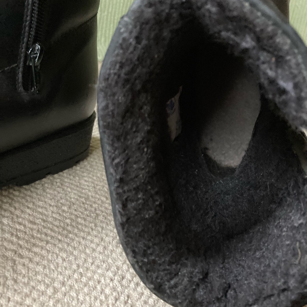 Blondo Men's Black Leather Wool-Lined Insulated Zip Mid Winter Boots Sz M8 - Picture 7 of 11